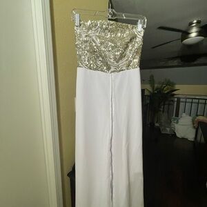 Beautiful strapless jumpsuit gown